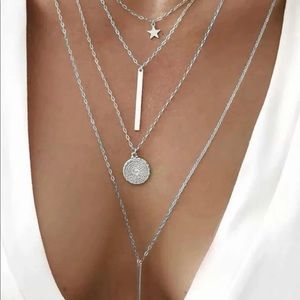 Star and Geometric Layered Necklace